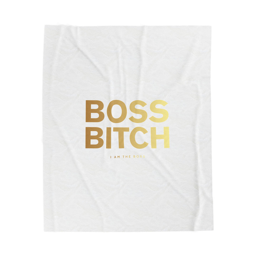 Boss Bitch Velveteen Plush Blanket - Empowering Cozy Throw for Women
