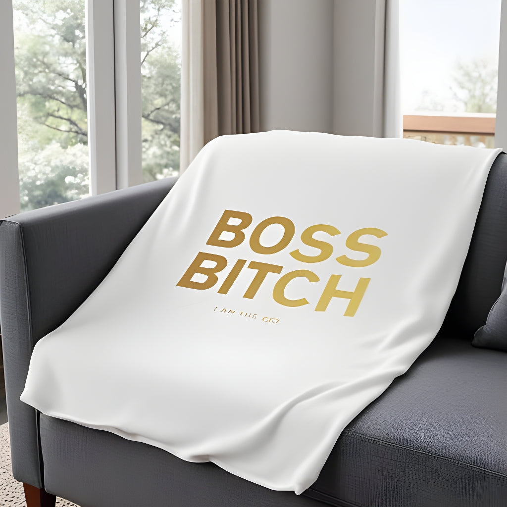 Boss Bitch Velveteen Plush Blanket - Empowering Cozy Throw for Women