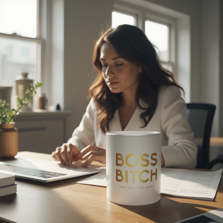 Empowering Metallic Mug - "Boss Bitch" - Silver/Gold