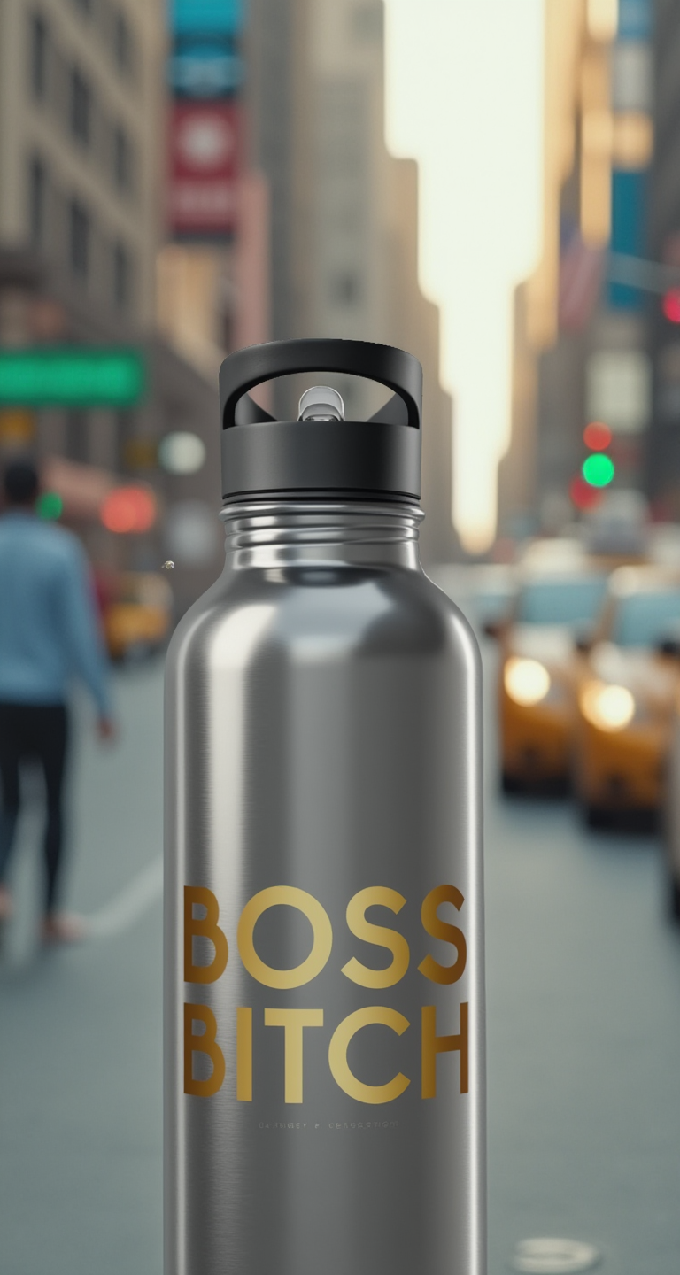 Boss is thirsty - Stainless Steel Water Bottle with Straw - 20oz - Perfect for Fitness Enthusiasts